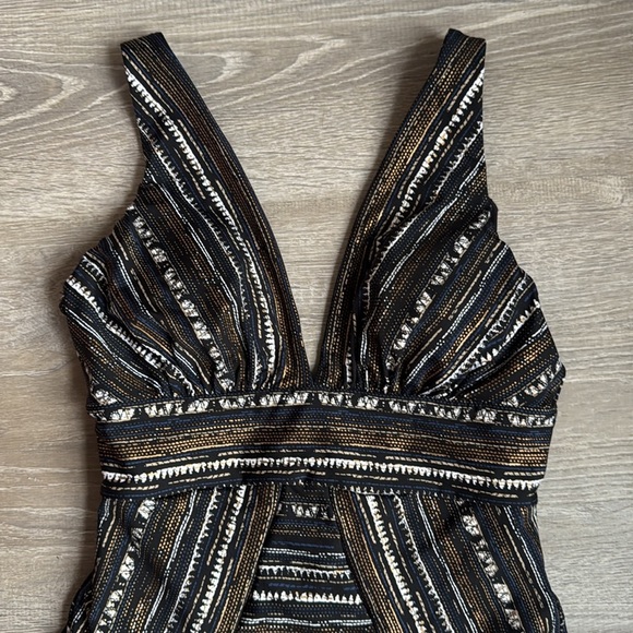 MIRACLESUIT Striped Metallic Plunge One-Piece Swimsuit 8 - Picture 3 of 10